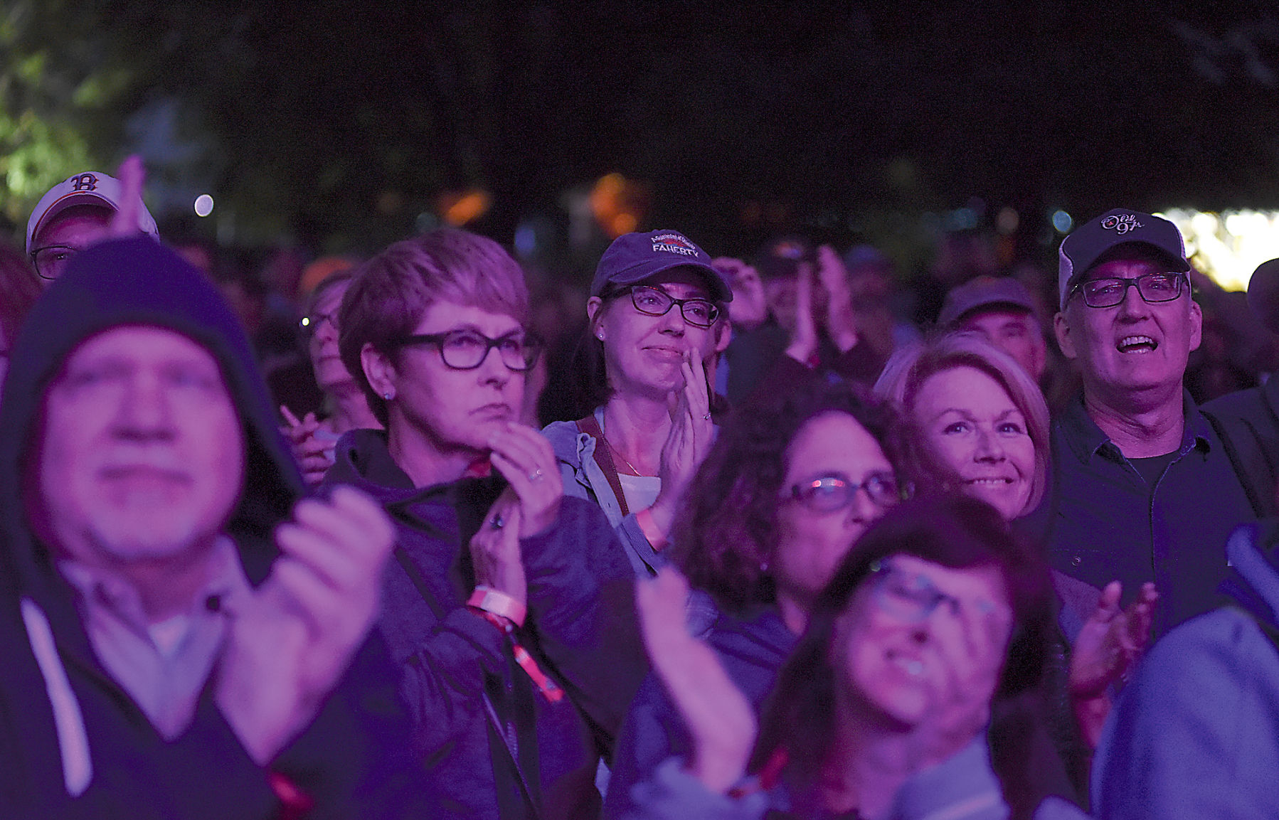 The crowd at the Roots N Blues N BBQ Festival listens as Los Lobos plays